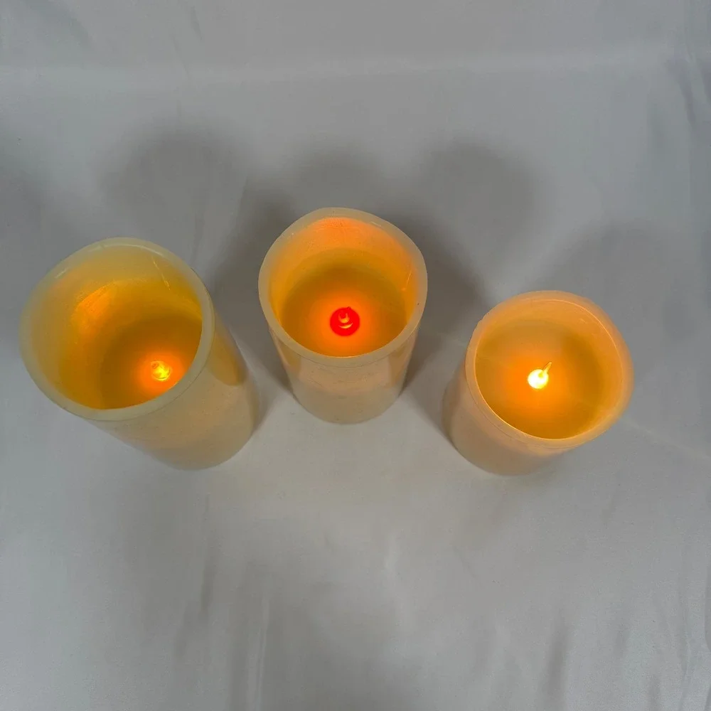 Glow Candles LED Pillar Candles Cream Color Changing Remote Set of 3